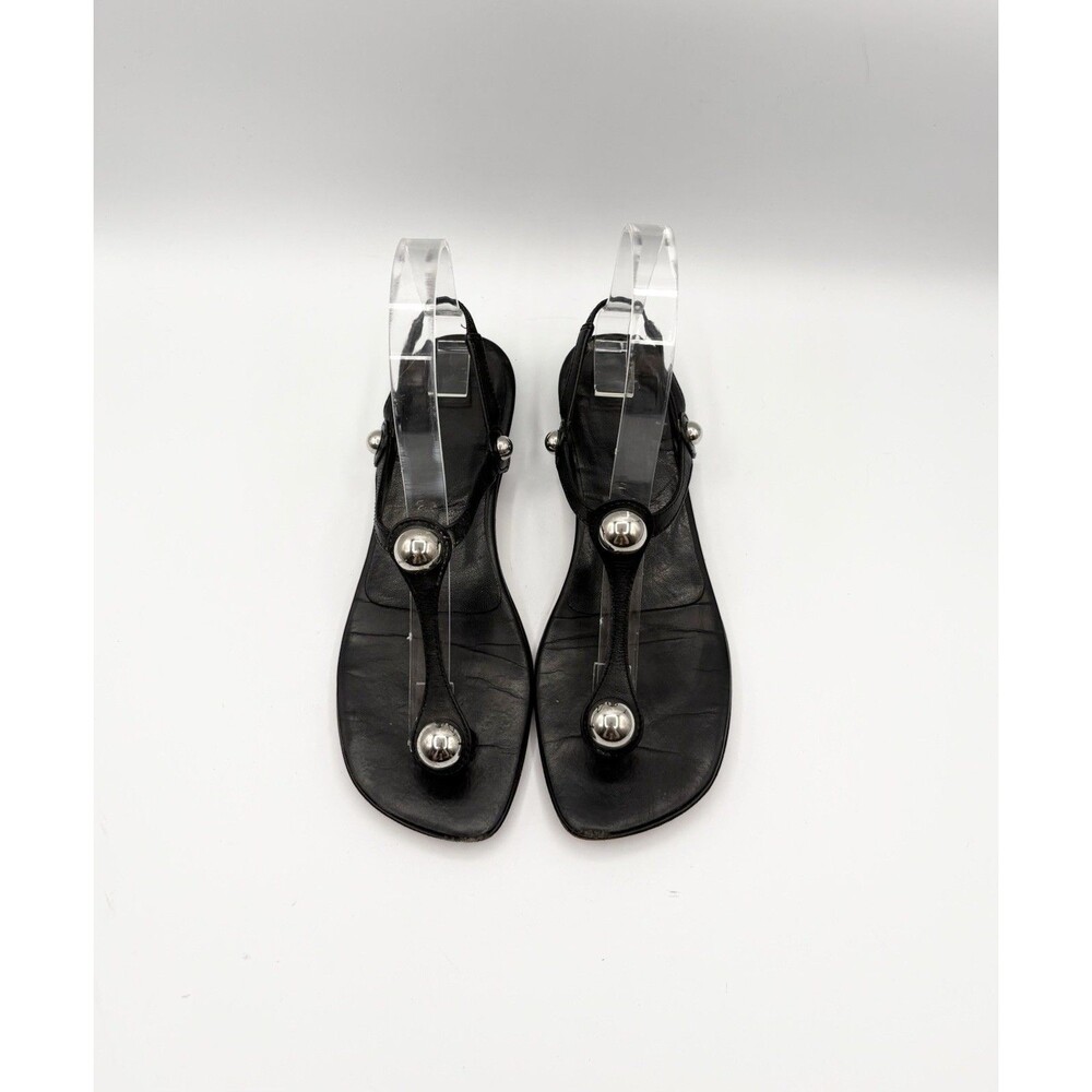 Christian Louboutin Planet Ball Black Leather T Strap Sandals Vintage Size EU 37